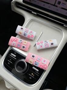 1/2 chiếc bọc tay cầm bằng vải thêu dễ thương mới, bọc tay vịn xe hơi mềm mại họa tiết hoạt hình. - Nhiều màu - Xem 3