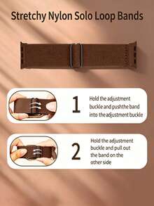 Huastonband Compatible With Apple Watch Band For Women 38/40/41/S10/11-42mm, 42/44/45/46/49mm Brown Nylon Band Comfortable And Breathable, Suitable For Apple Watch Band Women's SE/S10/S11/S9/S8/S7/S6/S5/S4/S3 Summer Sports Yoga Fitness Wear, Smart Watch Accessories Band, Men's Accessories Women's Accessories Beach Travel Graduation Season Student Gift, - Brown - View 3