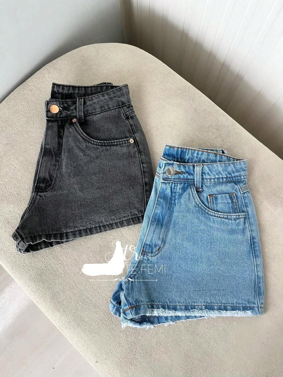 Women's Denim Shorts With Garment Detail - Casual And Versatile Style, Sizes 34 To 52 - Dark Grey - View 1