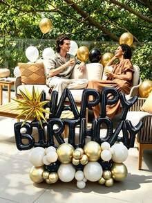 64件套生日快乐气球柱套装，包含黑色“生日快乐”横幅、爆炸星气球、乳胶气球，适用于生日派对装饰、派对场景装饰、生日快乐、家庭派对背景装饰、男女皆宜的生日装饰 - 多色 - 查看 6