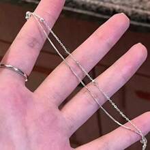 Pulsera de cielo estrellado de doble capa, diseño pequeño y delicado, minimalista y elegante, decorada con cuentas blancas y plateadas, adecuada para mujeres - Plateado - Ver 1