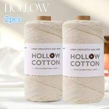 300g Sợi cotton rỗng dùng để móc thủ công các sản phẩm như túi xách, mũ, gối, 150g * 2 cuộn = 300g - Bông rỗng 2 trục - Xem 11