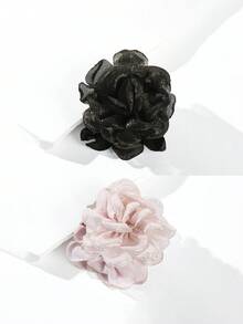 1pc/2pcs 5cm/1.96in Small Size Solid Color Shiny Glitter Flower Hair Claw Clips, Suitable For Thin Hair, Versatile For Daily Wear, Party And Event Styling Summer Hair Accessories Hair Clips Beach Hair Clutch - Multicolor - View 21