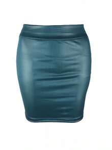 Mini falda de cuero mate ajustada, Sexy, a la moda, PU, corta, de cintura alta, ropa de calle coreana para club nocturno,  al por mayor, 7ST - Burdeos - Ver 5