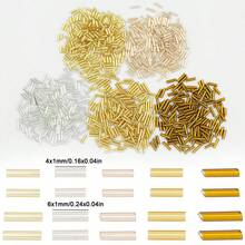 1/3袋 4x1/6x1毫米玻璃珠，金银色管状珠，适用于DIY手工珠宝制作、刺绣、手链、项链、耳环 - 長管珠 - 查看 5