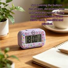 Multifunctional DIY Digital Alarm Clock With Night Light, Calendar, Day Of Week Display And Temperature Display, Snooze Function - Comes With 1 Random Sticker For DIY Clock Decoration, Compact Design Suitable For Bedroom, Desk, Travel And Camping - Multicolor + Random Small Flowers - View 8