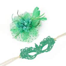 Máscara de encaje de fascinador estilo vintage de los años 20 para mujer, para carnaval, fiesta, Mardi Gras, baile de graduación (los accesorios para el cabello y las máscaras son desmontables) - Multicolor - Ver 8