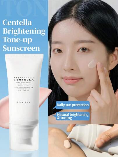 SKIN1004 High Potency Whitening Sunscreen, Centella Asiatica Brightening & Perfecting Sunscreen, 1 Bottle 50ml SPF50+ PA++++, Plant-Based Gentle Formula, Lightweight & Breathable, Moisturizing & Luminous, Suitable For Daily Commute And Outdoor Full-Body Protection