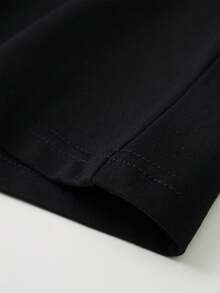 Camiseta de Algodón Puro Estilo Coreano Ajustada y Holgada de Manga Corta para Parejas, Estilo Americano - Negro - Ver 4