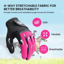 FINGER TEN 1 Pair Women's Equestrian Gloves, Comfortable Breathable Wear-Resistant Riding Gloves, Suitable For Autumn/Summer Daily Use - Pink - View 6