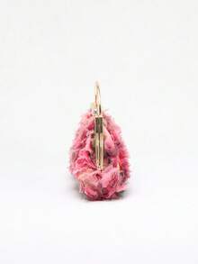 1pc Handmade 3D Colorful Mesh Embroidered Rhinestone Clasp Clutch Bag, Elegant Lady's Evening Handbag With Chain Strap For Party, Ball, Wedding (The Floral Fabric Placement May Be Uneven Due To Random Cutting, Which Is Not A Quality Issue. Buyers Who Are Particular Should Consider Carefully Before Purchasing) - Pink - View 5