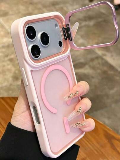 Ốp lưng điện thoại cao cấp bằng acrylic mờ trong suốt có chân đế từ tính cho iPhone 17 Pro Max Air 16 15 14 13 12 11 Pro Max Plus, hỗ trợ sạc không dây từ tính, chân đế kim loại cho iPhone 16 Pro, bảo vệ chống rơi vỡ.