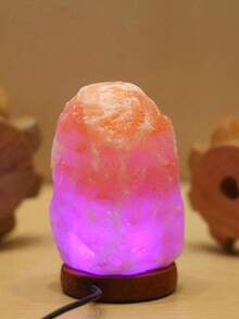 8-Color Changing Himalayan Salt Lamp, Multicolor Mineral Night Light, Creative Warm Bedside Decor Lamp, Natural Crystal Salt Rock Lamp, Valentine's Day Birthday Gift, Handcrafted, LED Bulb And Natural Wooden Base, Relaxing Ambiance, Can Add Essential Oils, Gentle Heat From Salt Lamp Helps Diffuse Fragrance. - Multicolor - View 6
