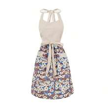 Cute Floral Aprons For Women With Pockets,Cotton Adjustable Neck Strap Apron For Kitchen CooFKing BaFKing Gardening - 粉色 - 查看 1