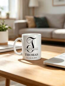 11oz Personalized Name & Date White Mug, Customized Couple Mugs, Perfect Wedding & Anniversary Gift - White - View 8
