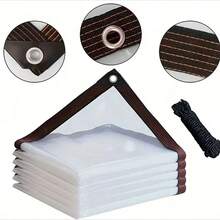 1片加厚透明防水布，3.5mil聚乙烯PE材质，防撕裂，防风、防雪、防雨、防尘，隔热耐热，户外防护篷布，防漏、防撕裂，多种尺寸可选，适用于门廊、露台、露营、花园、庭院、温室等场所，兼具现代户外装饰功能，可用于帐篷覆盖、花园家具保护和建筑工地遮蔽，四季皆宜，温室花卉栽培隔热塑料布，阳台防雨防晒透明篷布，多用途防水布，加厚透明防水布 - 彩色 - 查看 10