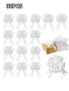 10/20/30/50Pcs White Pull Bows, Gift Wrapping Ribbon Bows, Wedding Car & Chair Decorations, Perfect For Birthday, Christmas, Valentine's Day, Party & DIY Home Decor - View 15