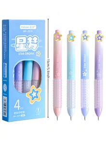 Bộ 4 bút bi bấm hình ngôi sao và bướm, viết trơn tru, thích hợp cho học sinh, thi cử, ghi chú, mực đen 0.5mm, dùng được cho cả nam và nữ, đồ dùng học tập/văn phòng/sinh nhật/ngày lễ. - Bộ - Xem 3