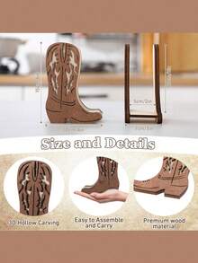 1pc Western Cowboy Boot Napkin Holder, Rustic Brown Stand, Open Top Design With Stable Base, Suitable For Kitchen, Farmhouse, Western Party Decor, Home, Office, Cowboy Theme Events, Cafe, Restaurant Decor, Durable Vintage Charm - Multicolor - View 7