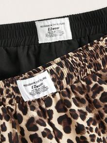2 piezas Nuevos pantalones anchos de mujer en negro y estampado de leopardo - Multicolor 5 - Ver 7