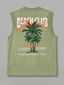 GRDR 1pc Men's Summer Casual Printed Round Neck Tank Top - Mint Green - View 3