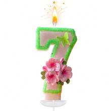 创意畅销0-9数字字母生日蜡烛，手工DIY生日蛋糕，节日主题派对装饰蜡烛，绿色蝴蝶轮廓，粉色桃花，亮片，彩色彩绘，优雅适用于婚礼、生日庆典、周年纪念日 - 綠色描邊蝴蝶三朵 - 查看 17