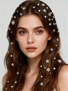 1pc 3D Faux Pearl Sticker, Rhinestone Sticker, Self-Adhesive Sticker, Rhinestone Decor, Faux Pearl Hair Sticker, DIY Decor Accessory, Valentine's Day, Mother's Day, Birthday Gift, Music Festival Hair Accessory, Spring/Summer Hair Accessory, Hair Styling Set, Hair Tool, Suitable For Wedding, Prom, Party, Date, Daily Use, Bride & Bridesmaid Hairstyle Beauty Home Bedroom Decor Hair Accessories - 白色 - 查看 7
