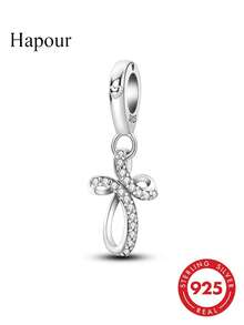1pc 925 Sterling Silver Cross Eternal Heart Pendant Suitable For Original Bracelet Necklace Women Jewelry Accessories - Silver - View 7