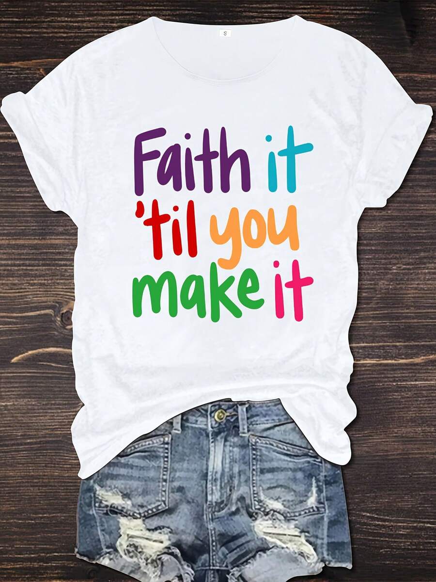 Women's All-Season Casual T-Shirt - Fashionable Printed T-Shirt With Short Sleeves And Round Neck - Lightweight, Breathable And Soft Spring/Summer - White - View 1