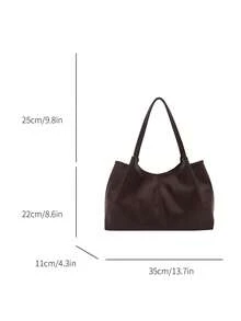 New Fashion Tote Bag, Korean & Japanese Niche Versatile Large Capacity Shoulder Bag For Daily Commute - Coffee - View 5