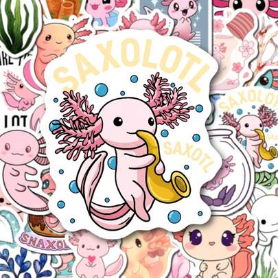 50PCS Cute Axolotl Stickers, Kawaii Waterproof Vinyl Decals With Cartoon & Funny Designs For Water Bottles, Laptops, Journals & Scrapbooks, Adorable Axolotl Stickers For Kids, Teens, Adults & Axolotl Lovers, Perfect For Personalizing Daily Items, Crafts And DIY Projects