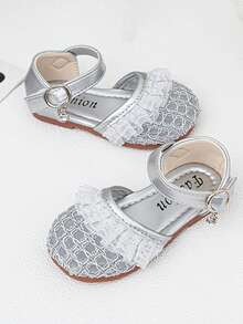 Sandal Terbuka Model Baru Musim Panas untuk Anak Perempuan - Sepatu Jala Anak untuk Putri Kecil - Sandal Bergaya dengan Sol Renda untuk Anak Perempuan, Cocok untuk Semua Acara - Perak - View 4