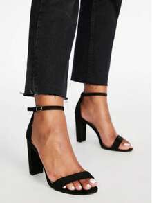 Women Chunky Heel Sandals Fashion Open Toe Ankle Strap Heeled Sandals For Summer Spring Outfit - Black - View 2