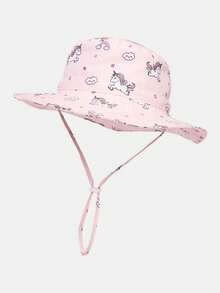 2 piezas Sombrero de cubo casual ajustable con protección solar transpirable de unicolor estampado para niños, adecuado para viajes al aire libre y uso diario - Multicolor - Ver 3