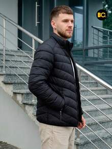 Big City Modern Men's Casual Quilted Jacket With Plush Interior - 黑色 - 查看 2