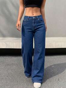 Jeans Wide Leg de Talle Alto, Ultra Cómodos para un Look Diario Imphttps://img.ltwebstatic.com/v4/j/spmp/2026/04/29/d2/17774116461c3d26b0d650e4d816505b3f7c6dc367.jpgecable. - Azul Oscuro ZR111 - Ver 13
