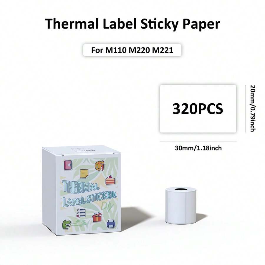 适用于 M110、Marklife P50、E210、M200、M220 打印机的透明热敏标签纸，30x20mm，白色/全息不干胶纸 - 白色 - 查看 1