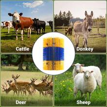 BouPower 2PCS Heavy-Duty Livestock Grooming Brushes, Flexible Animal Back Scratcher For Cows, Horses, Goats - Includes Mounting Hardware - Yellow(2-pack) - View 5