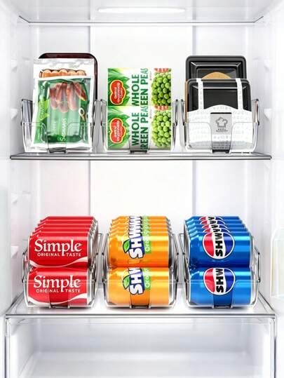 2/4pcs Kitchen Can Organizer For Pantry, Soda Can Organizer For Refrigerator, Can Storage Organizer Pantry, Refrigerator Storage Basket Transparent Storage Kitchen Storage Box Food Storage Box Beverage Beer Refrigerator Storage Box, Soda Can Storage Box And Dispenser Suitable For Refrigerator/Pantry, Transparent,