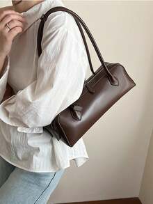 New Women's Niche Design Shoulder Bag With Large Capacity: Underarm Bag, Tote Bag, Clutch, Crossbody Bag. Premium, Elegant Long-Line Bag In Red, Black, And Coffee Brown. Perfect For Vacations, Shopping, And Commuting. - 咖啡 - 查看 2