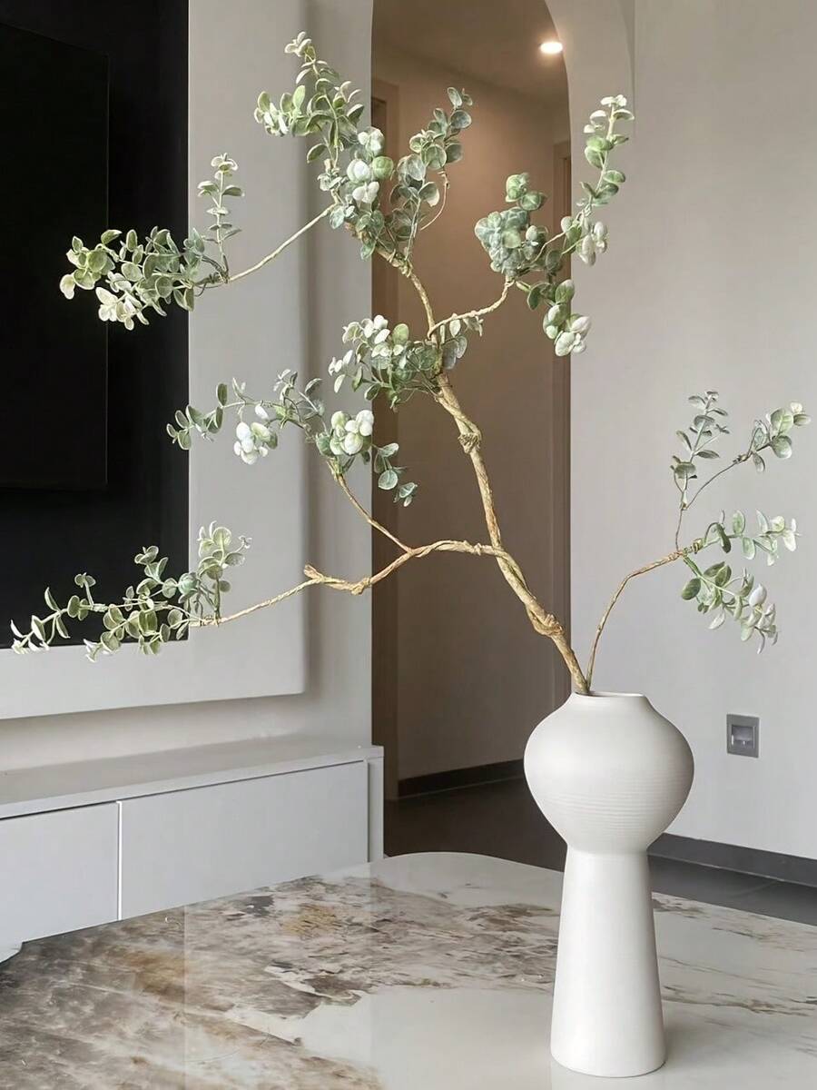 92厘米仿真植物，仿真桉树枝叶，仿真花卉，适用于婚礼装饰、家居装饰、节日装饰、乔迁礼物、生日礼物、客厅装饰