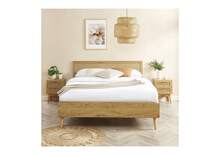 DOMAIA Lit double ELARA cannage rotin 140x190 sommier inclus - Marron - Voir 2