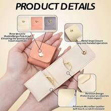 1 pieza Bolsa de viaje portátil y mini para joyas con hebilla, bolsa multifuncional para viajes con joyas para aretes, anillos y collares - Paquete vacío - Ver 4