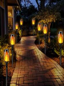 2/6/8pcs Solar Flame Lights, 12LED Solar Torch Lights, Waterproof Pathway Lights With Auto On/Off Sensor, Ideal For Lawn, Yard, Garden, Patio, Walkway, Corridor, Outdoor Decor, Party And Wedding - Flame Lamp - View 5