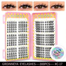 GROINNEYA 300/280/260/240/180pcs C-Curl 3D Lash Clusters 6 Styles DIY False Eyelashes Fairy Cartoon Style Cluster Lashes Thick&Wispy Individual Lashes Soft & Fluffy Eyelash Extension Natural Look Reusable Suitable For Makeup Natural Effect - C - View 23
