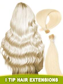 1B Natural Hair Straight Pre-Bonded Real Hair Cold Fusion Seamless Invisible Salon Quality Voluminous Women's Hair Extensions Wedding Holiday Party Gift - Multicolor - View 69
