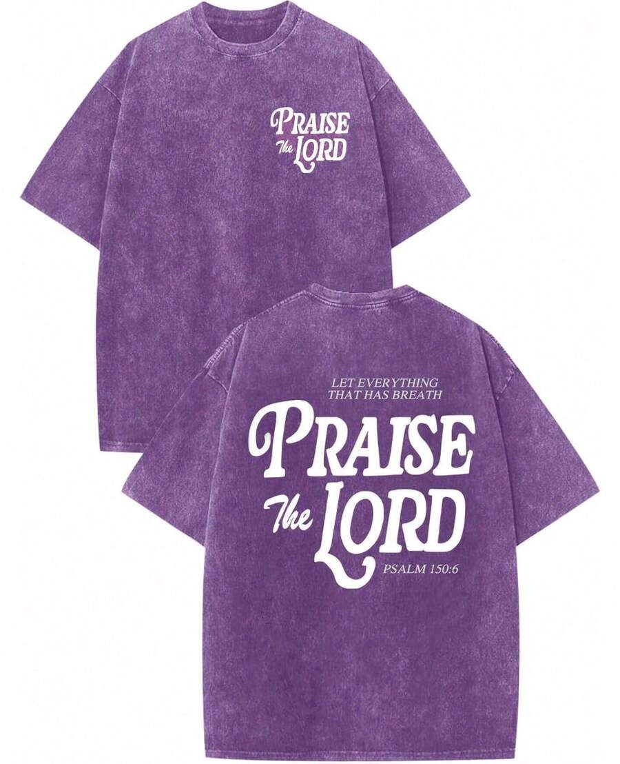 100% Cotton Christian Jesus Shirts For Men Religious Praise The Lord Bible Verse Shirt Oversized Graphic Tees Acid Wash Tshirt- Unisex Women's & Men - 回覆 - 查看 1