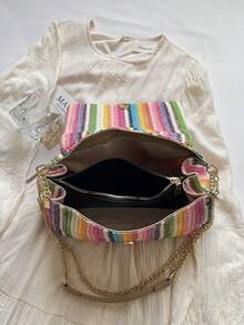 1pc Fashion New PU Square Bag Solid Color Versatile Chain Shoulder Bag For Women - Multicolor - View 5