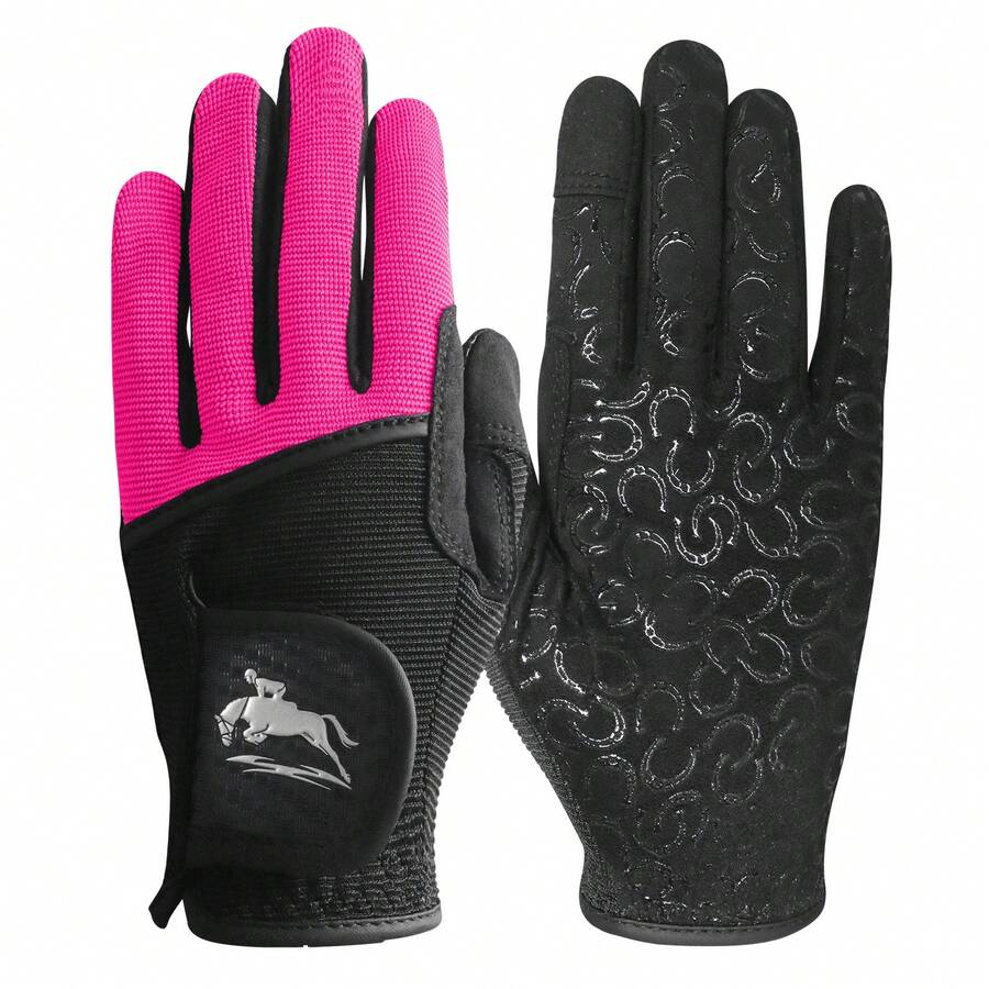 FINGER TEN 1 Pair Women's Equestrian Gloves, Comfortable Breathable Wear-Resistant Riding Gloves, Suitable For Autumn/Summer Daily Use