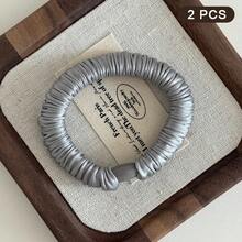 2 uds. De goma para el pelo de satén de Color sólido, Scrunchie de seda elástica a la moda para mujeres, bandas para niñas, lazo para el pelo de seda negro blanco - A4 - Ver 17